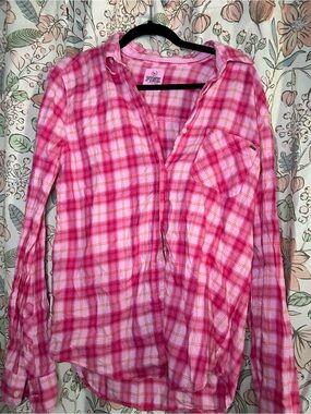 Vintage PINK Victoria's Secret Pink Plaid Button-Up Shirt